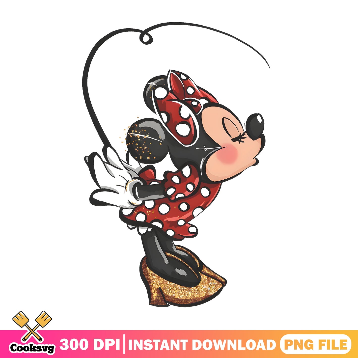 Minnie Mouse Glitter Gold Disney Clipart, Disney PNG, Minnie PNG