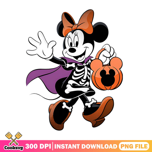 Minnie Mouse Halloween Skeleton PNG, Disney Halloween PNG, Trick Or Treat PNG