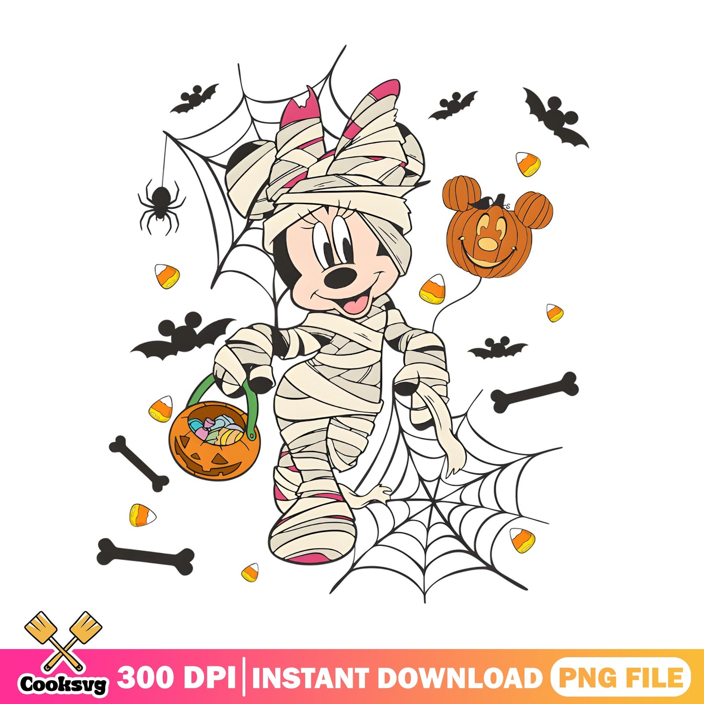 Minnie Mouse Mummy Halloween PNG, Disney Halloween PNG, Trick Or Treat PNG