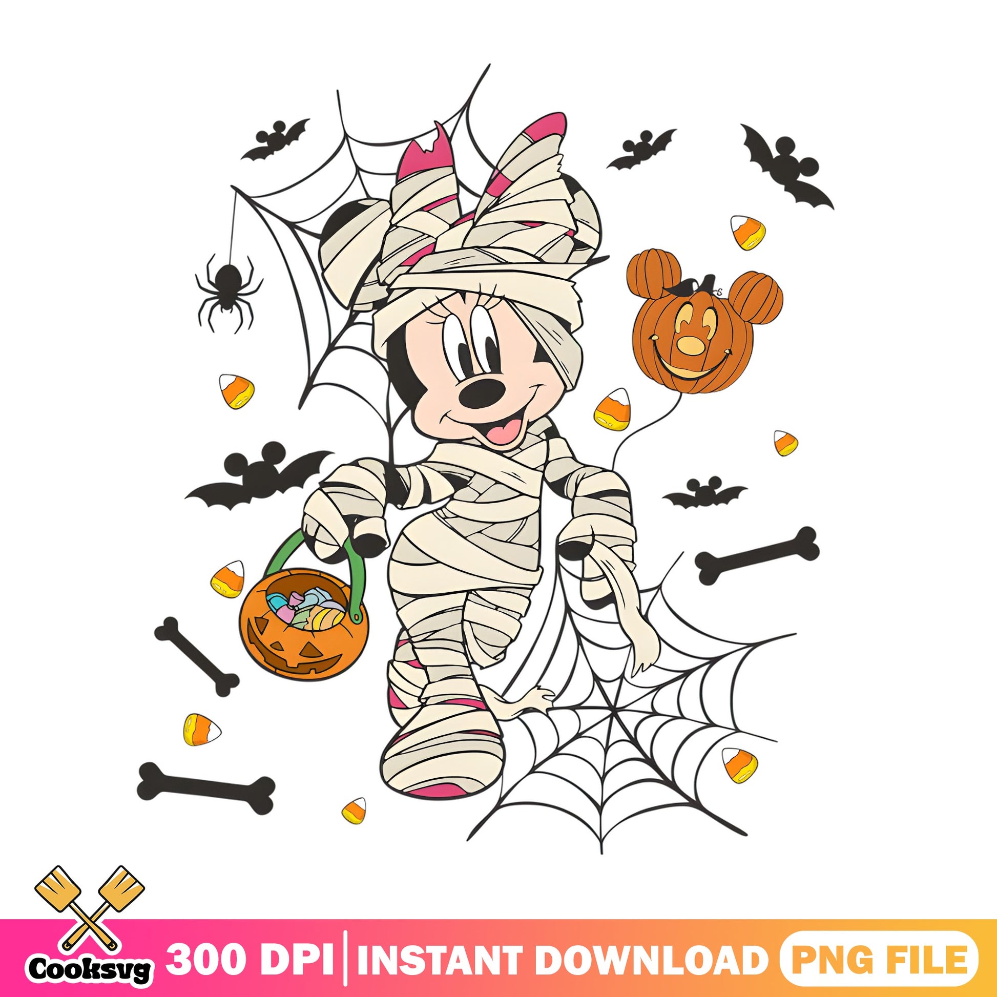 Minnie Mouse Mummy Halloween PNG, Disney Halloween PNG, Trick Or Treat PNG