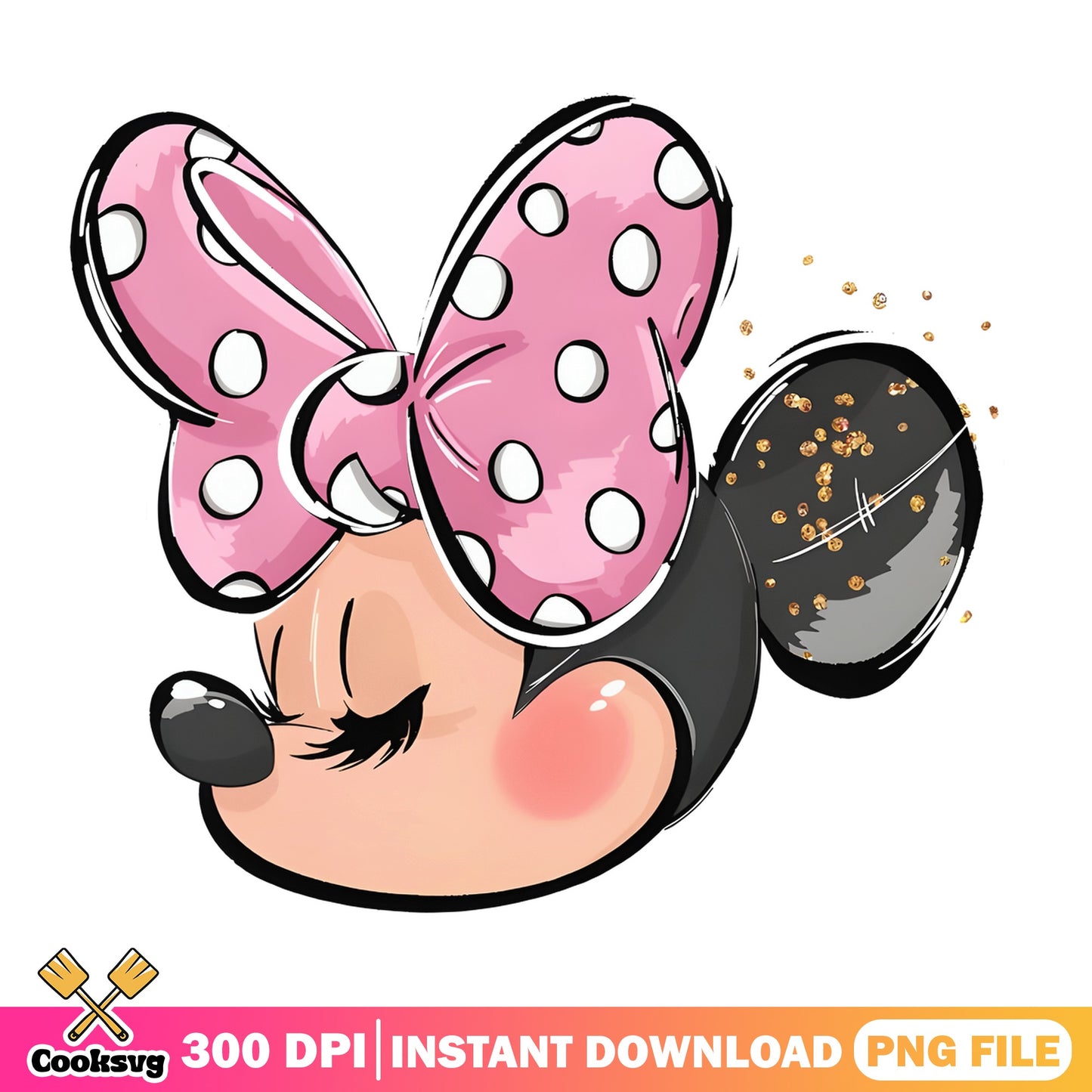 Minnie Mouse Pink Bow Glitter Ears PNG, Disney PNG, Mickey PNG
