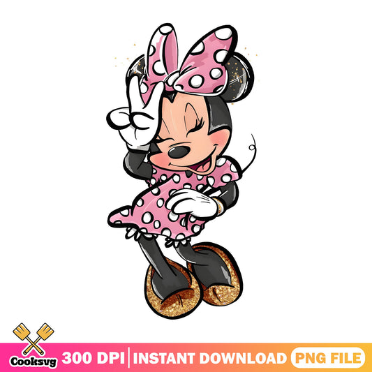 Minnie Mouse Pink Polka Dot PNG, Disney PNG, Cute Minnie PNG