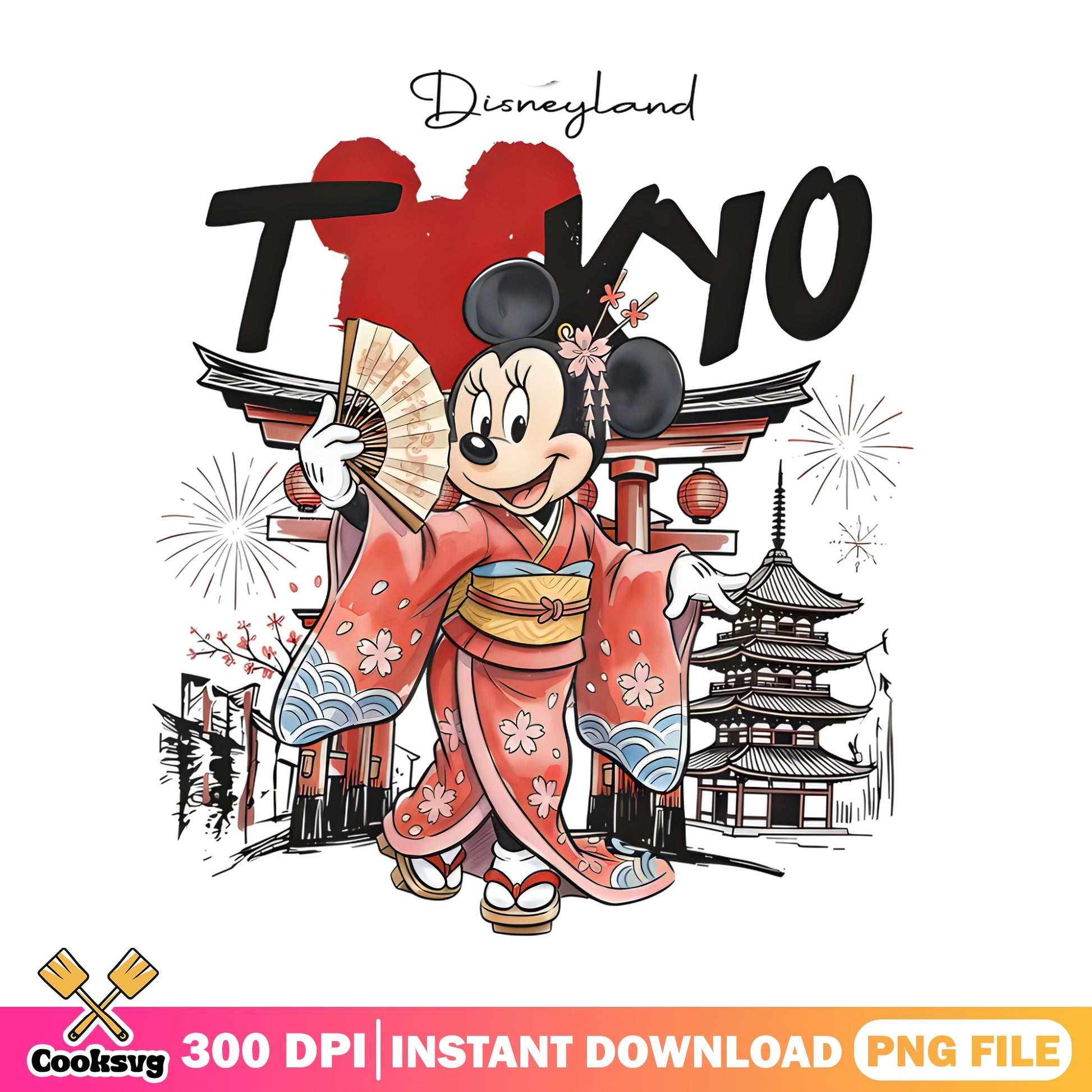 Minnie Mouse Tokyo Disneyland PNG, Japan Kimono PNG, Disney PNG