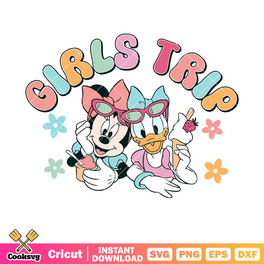 Minnie and daisy girls trip svg, minnie mouse friends​ svg