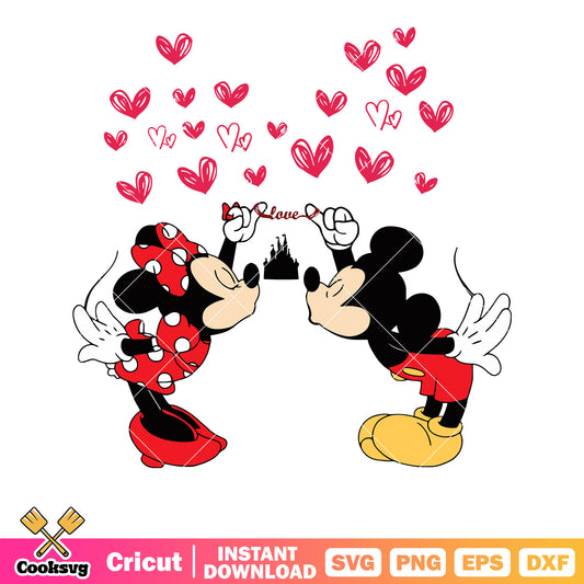 Minnie and mickey heart valentine svg, mickey valentine svg
