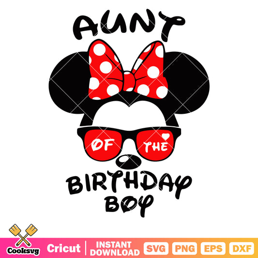 Minnie aunt of the birthday boy svg, minnie mouse head svg