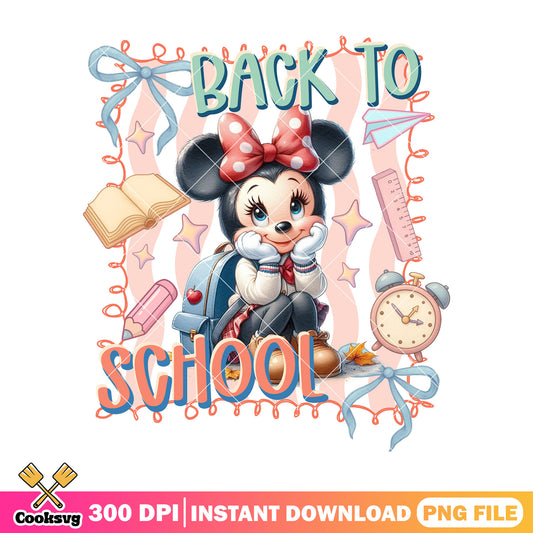 Minnie back school png, back to school poster png, minnie cute png