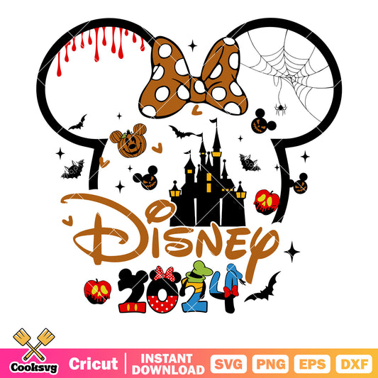 Minnie castle disney halloween 2024 svg, minnie halloween​ svg