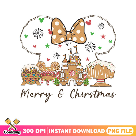 Minnie castle head merry christmas png, mickey gingerbread png