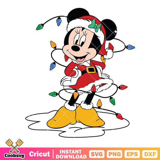 Minnie christmas lights disney svg