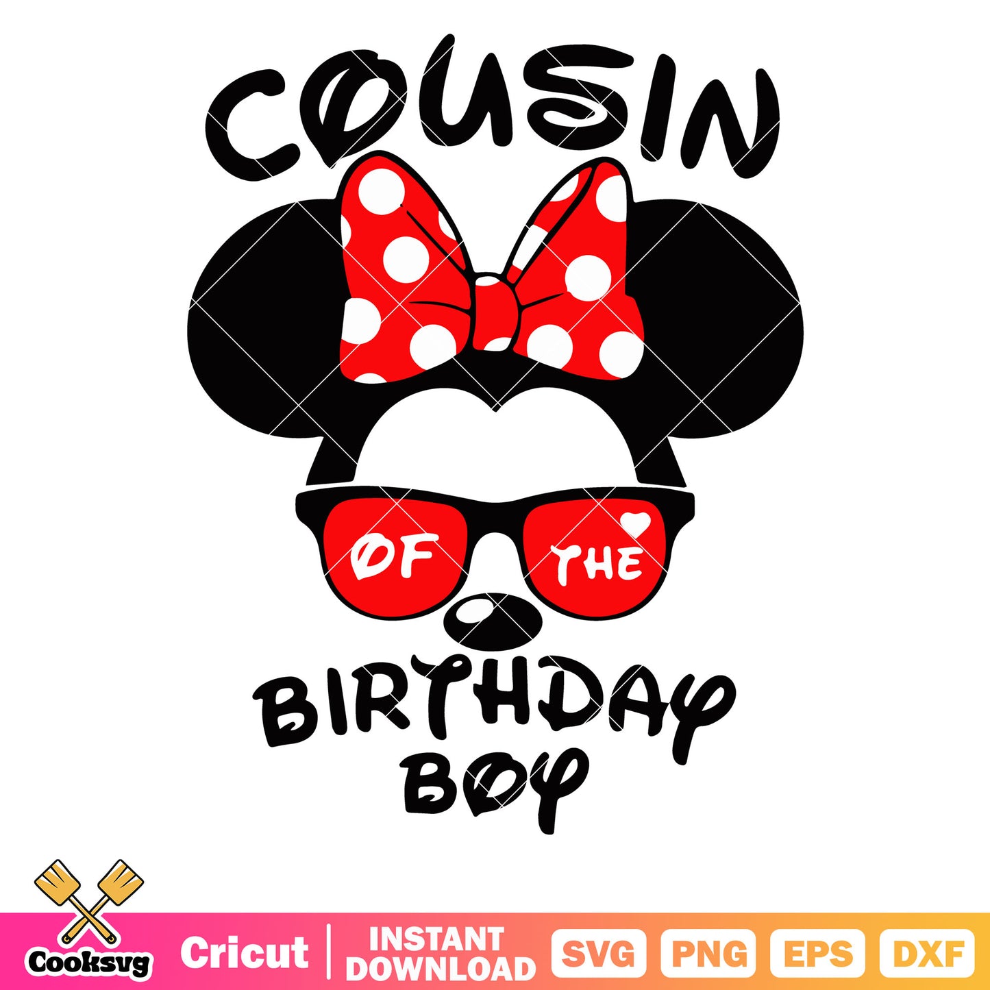 Minnie cousin of the birthday boy svg, disney birthday girl​ svg