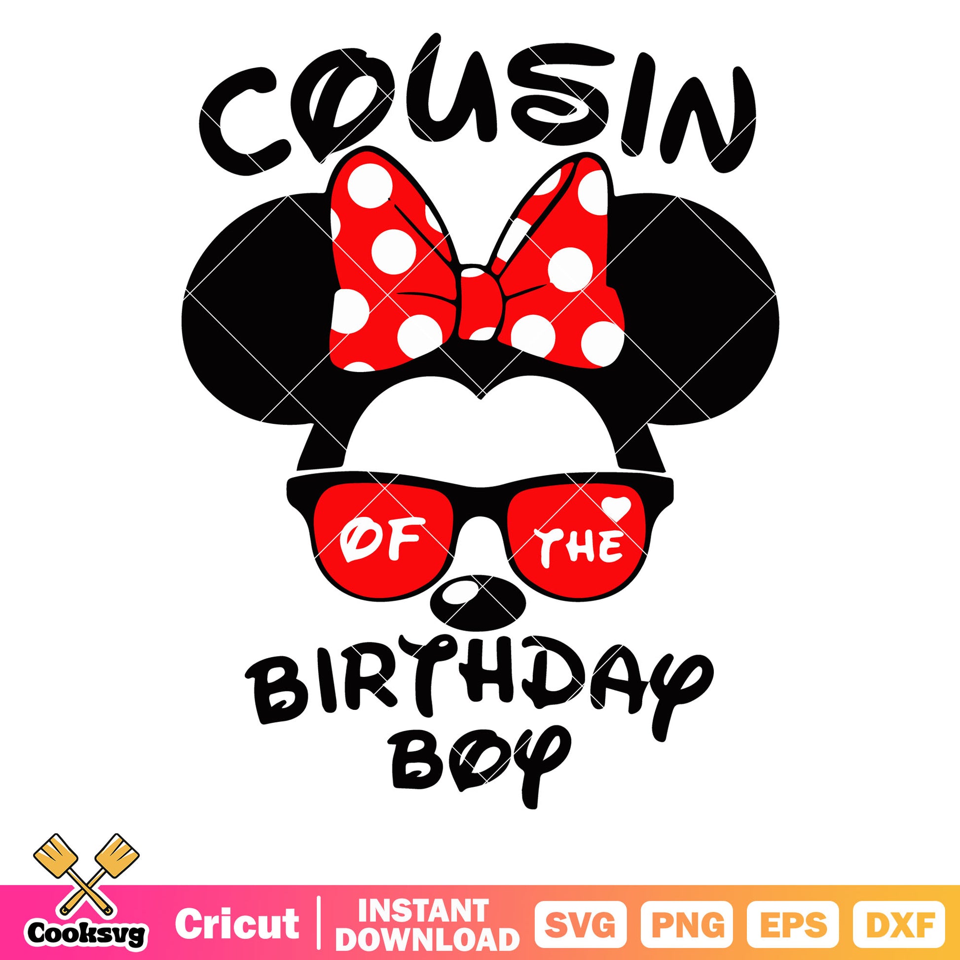 Minnie cousin of the birthday boy svg, disney birthday girl​ svg