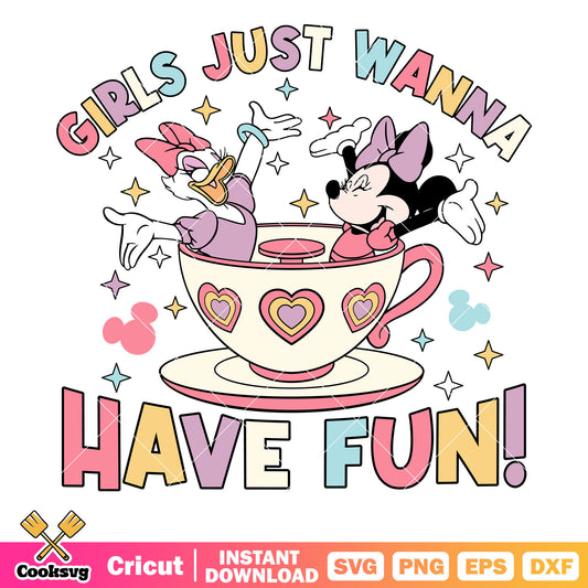 Minnie daisy girls just wanna have fun svg, minnie mouse friends​ svg