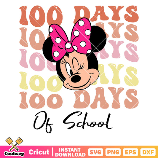 Minnie disney 100 days of school svg, disney school​ svg, back to school svg