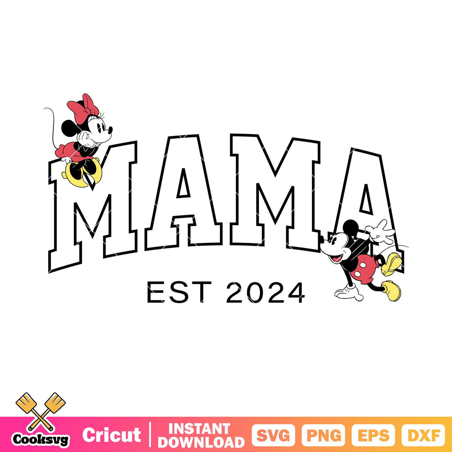 Minnie disney mouse mama est 2024 svg, disney mom svg, minnie mouse svg