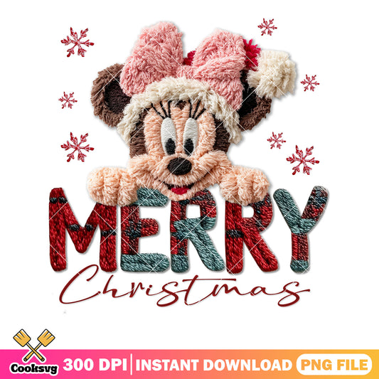 Minnie fluffy face png, happy christmas png, Minnie mouse png
