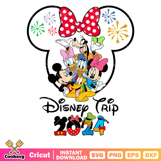Minnie friends disney trip 2024 svg, minnie head svg, disney trip svg