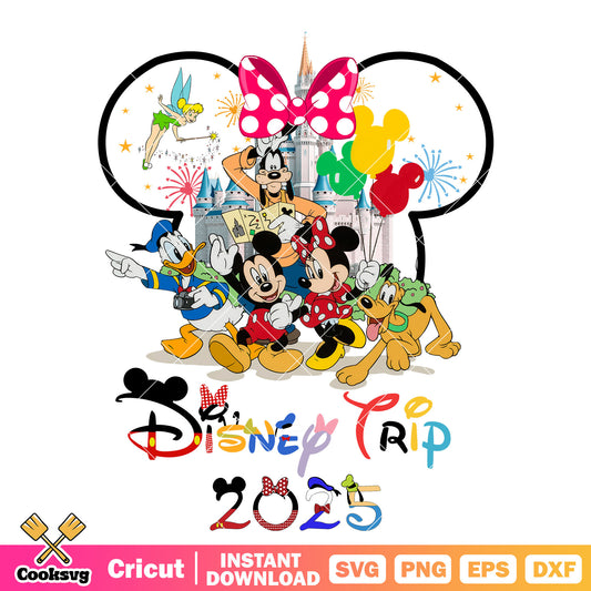 Minnie friends disney trip 2025 design png, disney 2025​ png, disney trip png