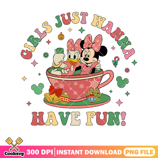 Minnie friends girl just wanna have fun png