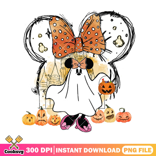Minnie ghost costume png, halloween ghost png, minnie mouse png