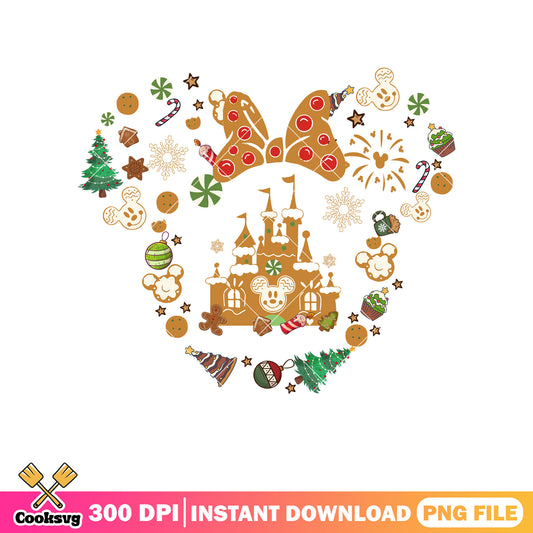 Minnie gingerbread head christmas png, gingerbread mickey​ png
