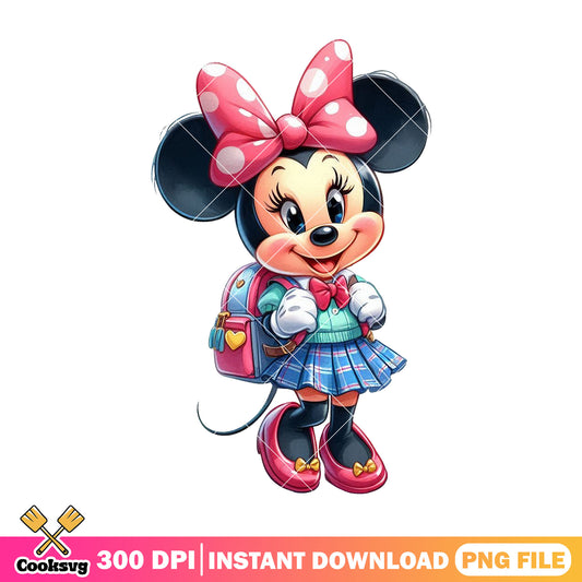 Minnie going school png, disney land png, welcome back to school png