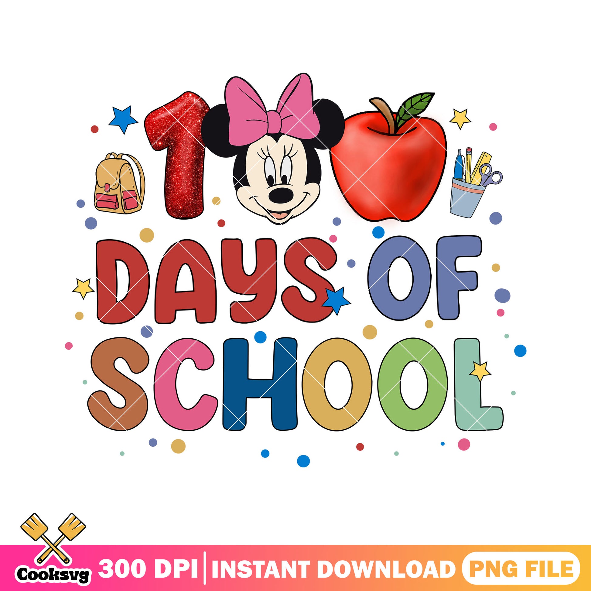 Minnie happy 100 days school png, minnie mouse png, back to school png