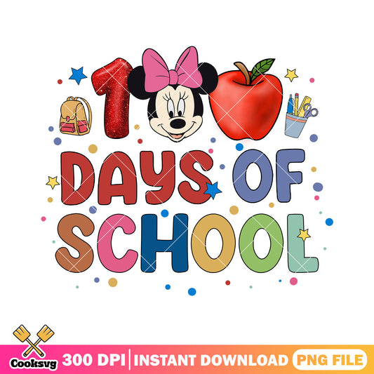 Minnie happy 100 days school png, minnie mouse png, back to school png