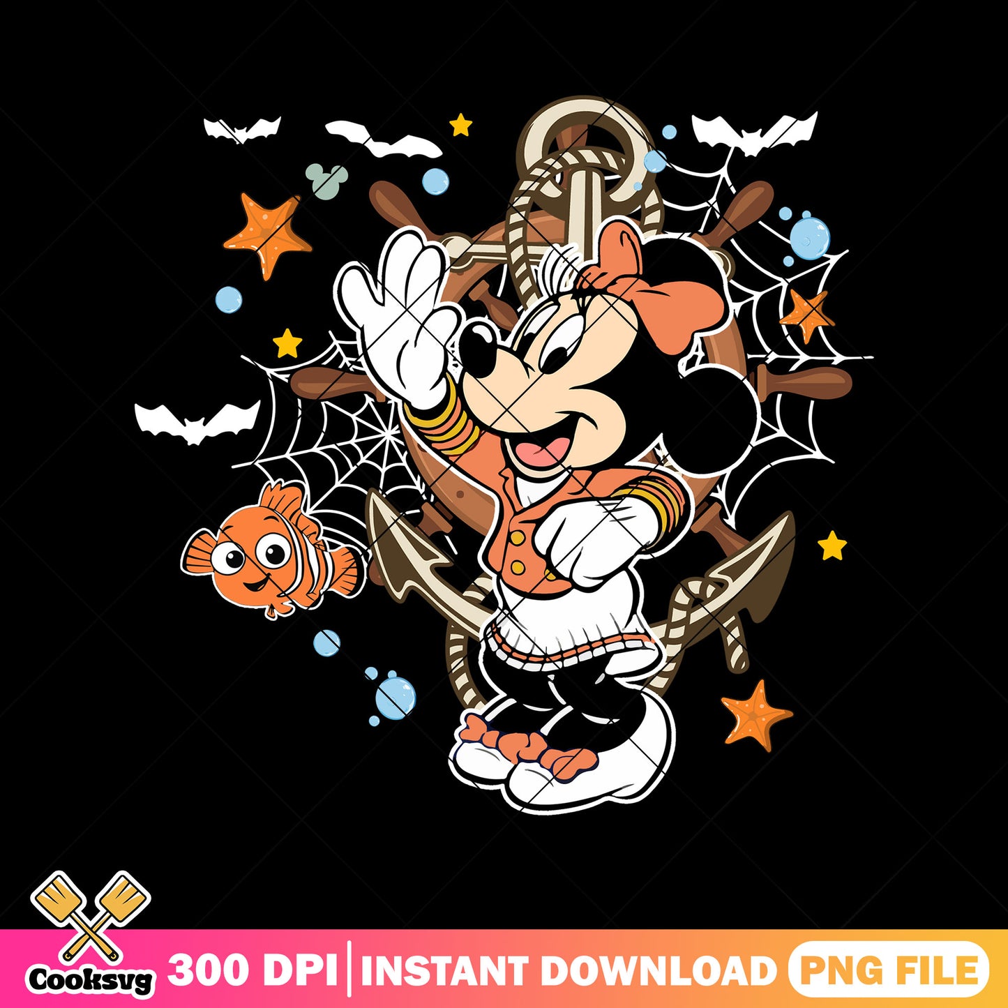 Minnie haunted voyage png, scary halloween png, minnie cute png