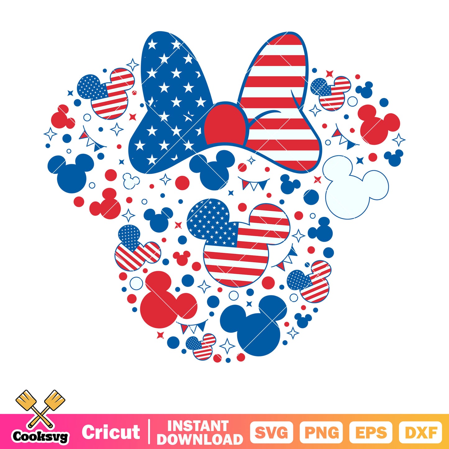 Minnie head 4th of july svg, disney 4th of july svg​, minnie head svg