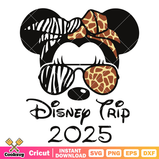 Minnie head animal disney trip 2025 svg, disney trips svg