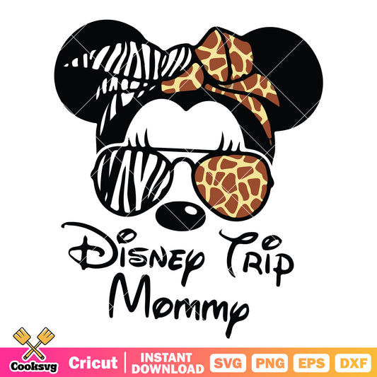 Minnie head animal disney trip mommy svg, disney trips svg