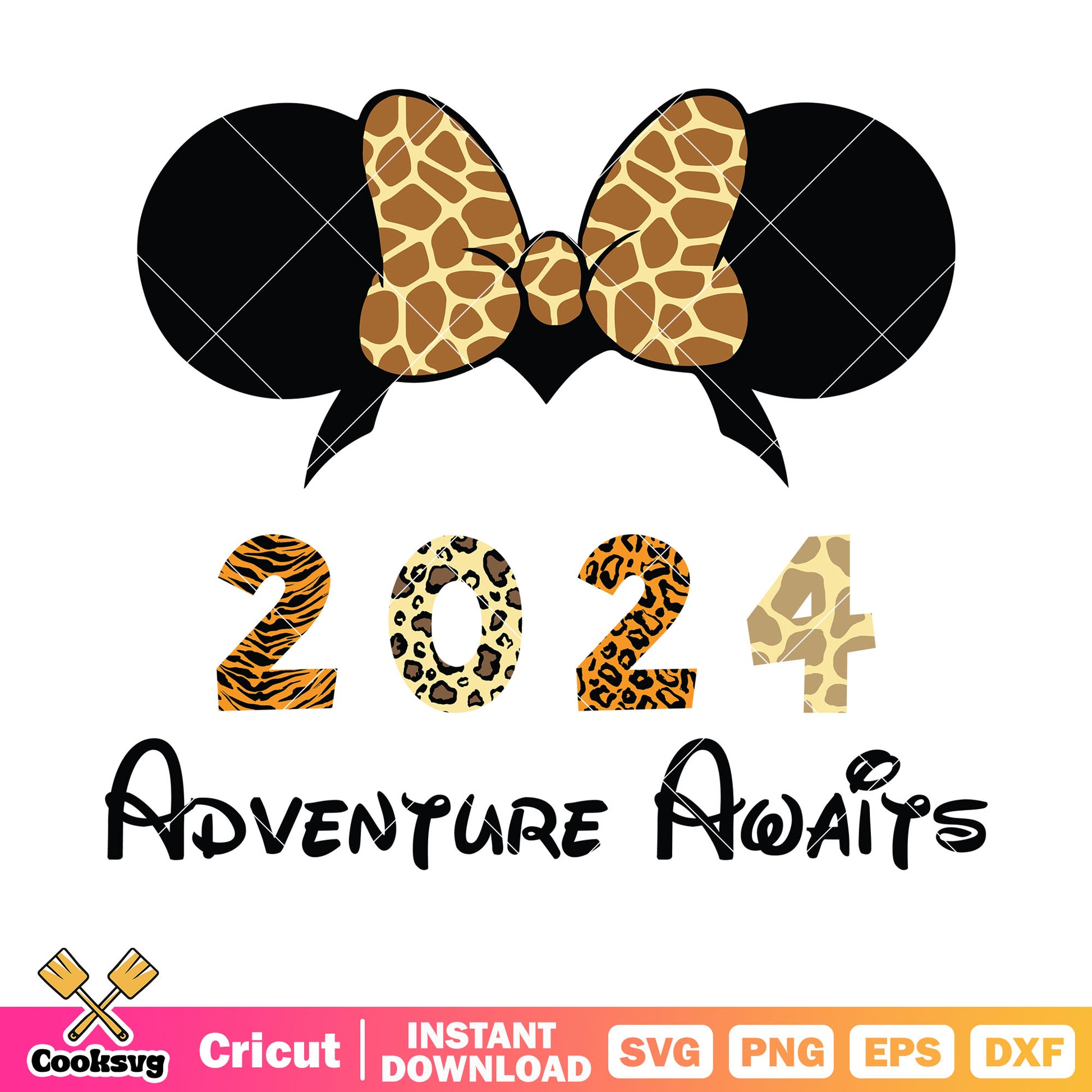 Minnie head avanture awaits 2024 svg, minnie mouse head costume​ svg