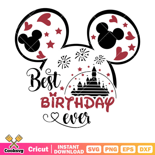 Minnie head best birthday ever disney svg, happy happy birthday disney svg