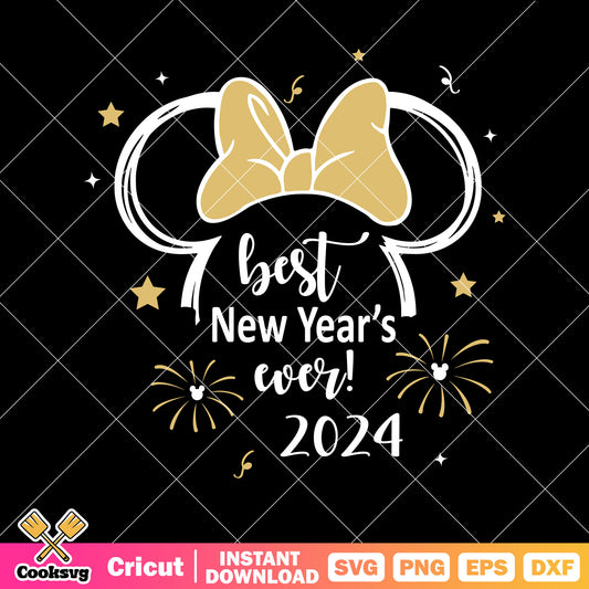 Minnie head best new year 2024 svg, disney new year​ svg, mickey mouse head​ svg