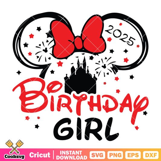 Minnie head birthday girl 2025 svg, birthday girl svg, minnie 2025 svg