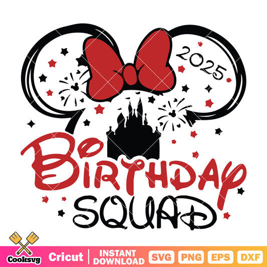 Minnie head birthday squad 2025 svg, birthday girl svg, minnie 2025 svg