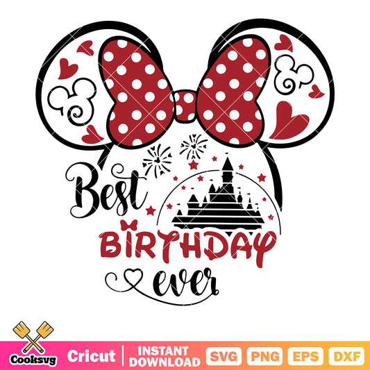 Minnie head castle best birthday ever disney svg, happy happy birthday disney​ svg