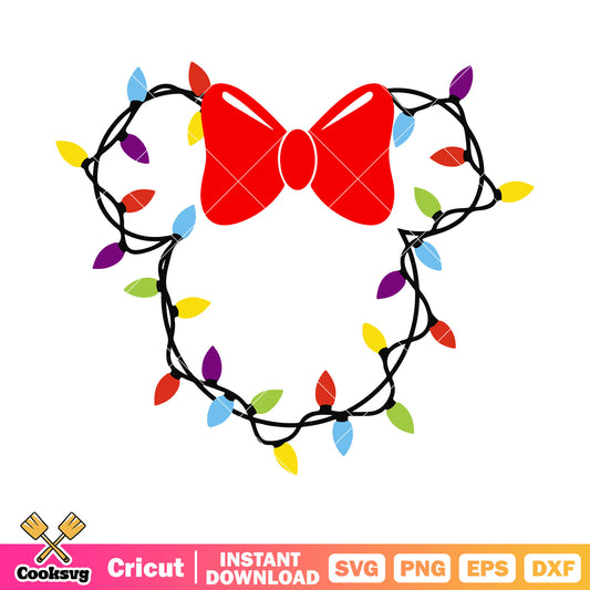 Minnie head christmas flashing lights svg