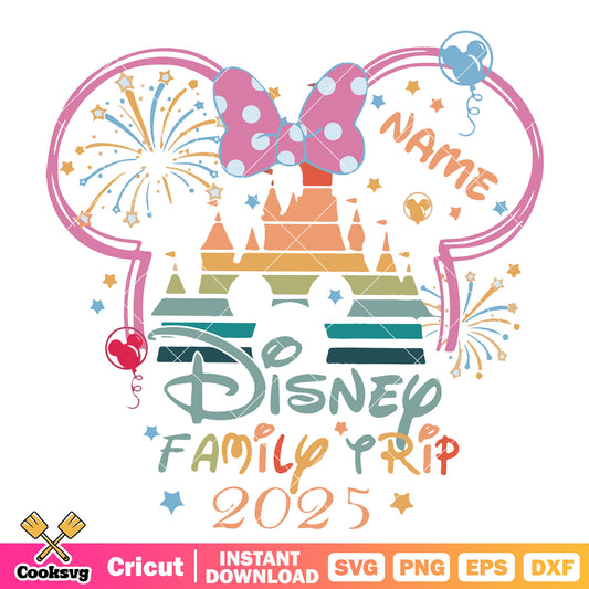 Minnie head disney family trip 2025 svg, disney family trip svg