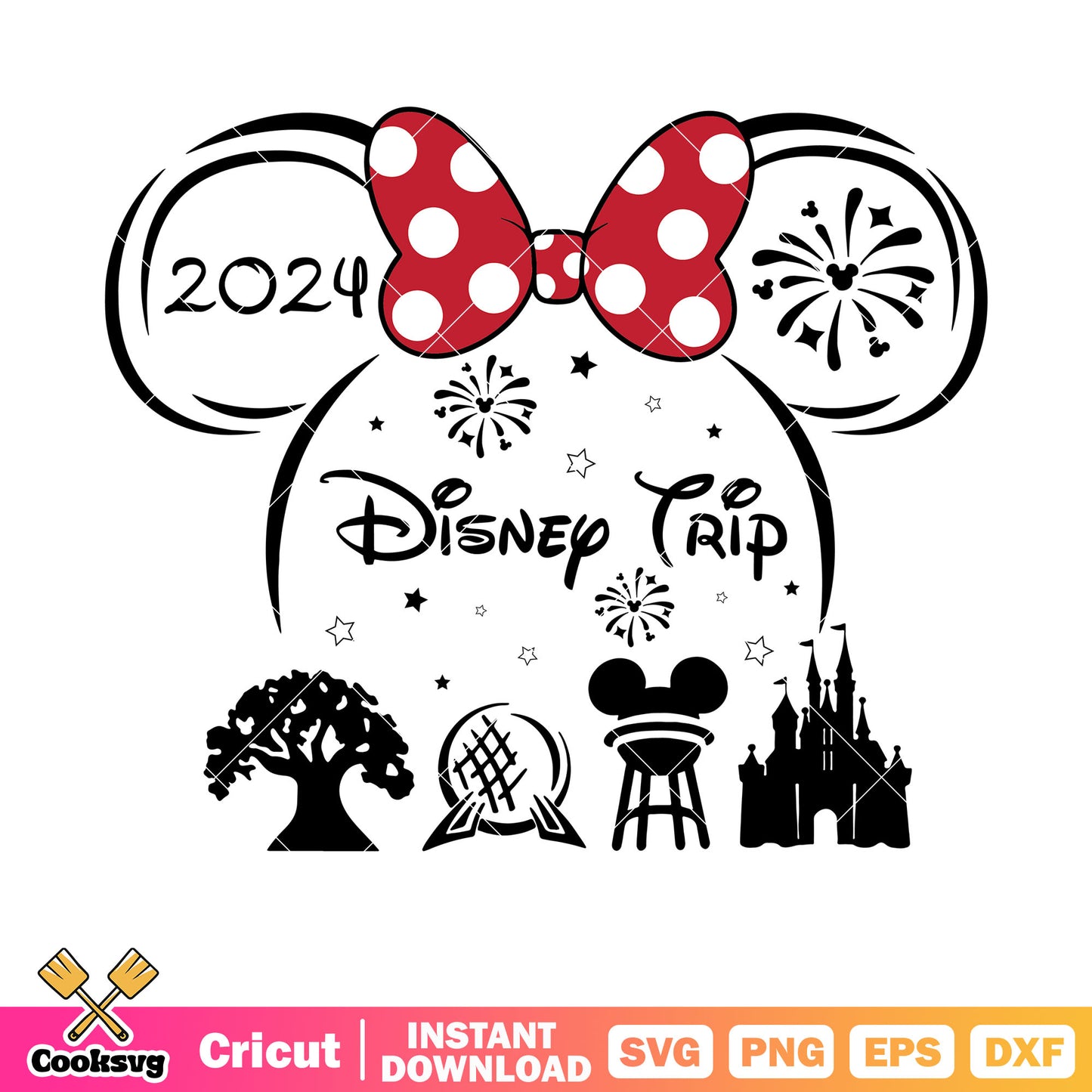 Minnie head epcot 2024 disney trip svg, disney trip​ svg, minnie disney svg