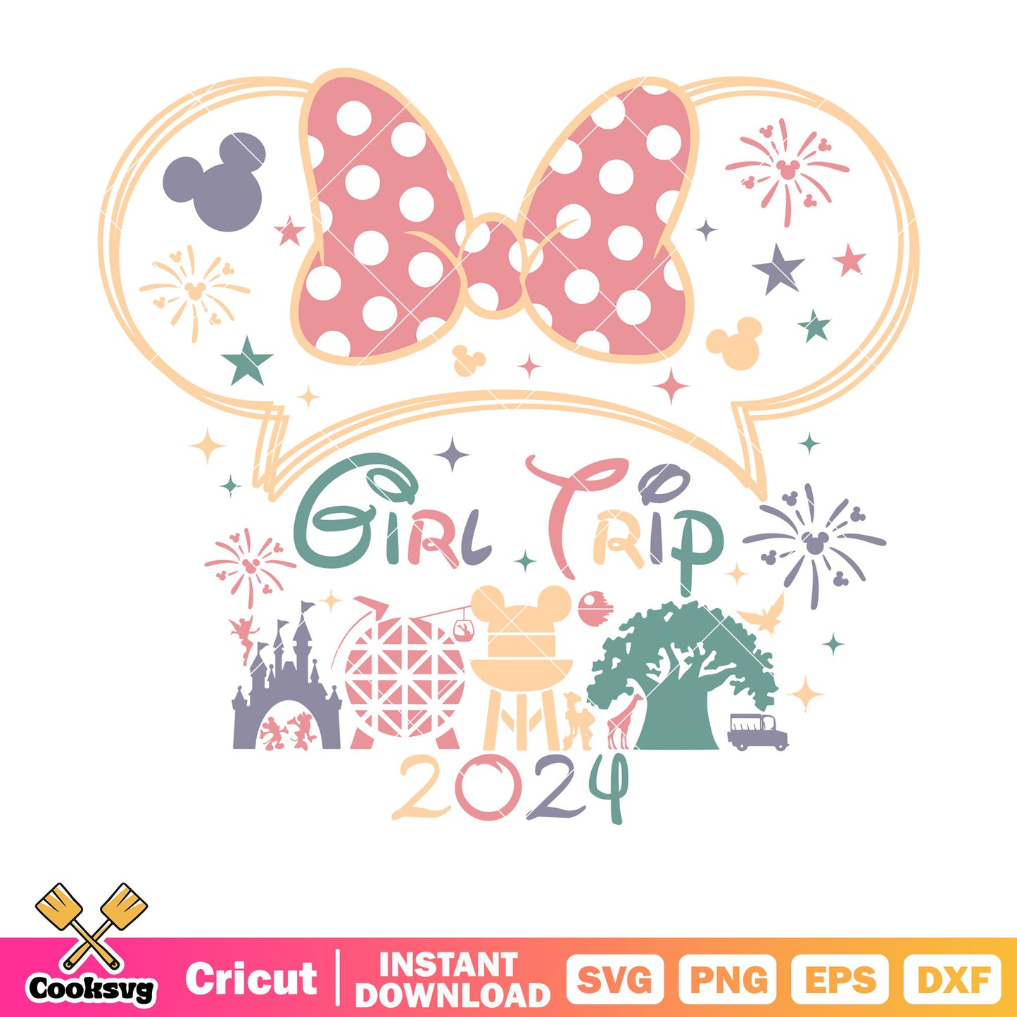 Minnie head epcot girl trip svg, minnie disney svg, minnie head svg