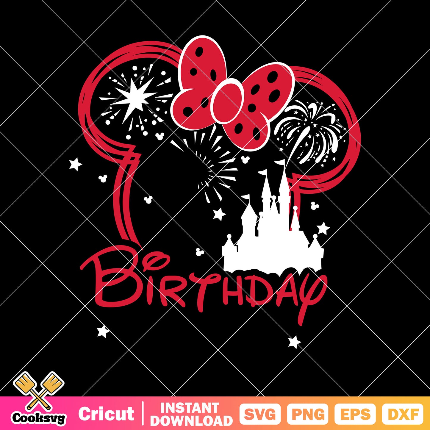 Minnie head happy birthday black svg, minnie head svg, disney birthday svg