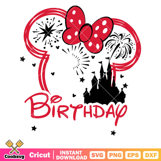 Minnie head happy birthday white svg, minnie head svg, disney birthday svg