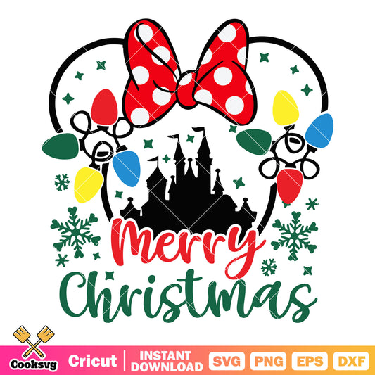 Minnie head lights merry christmas svg