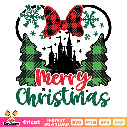 Minnie head merry christmas tree svg