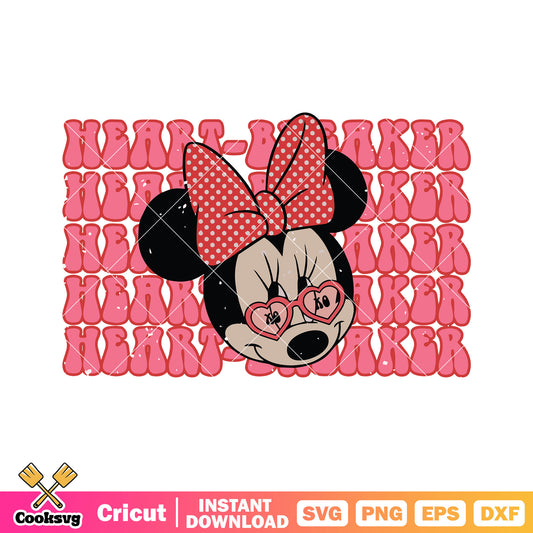 Minnie head name valentine svg, minnie mouse valentine svg