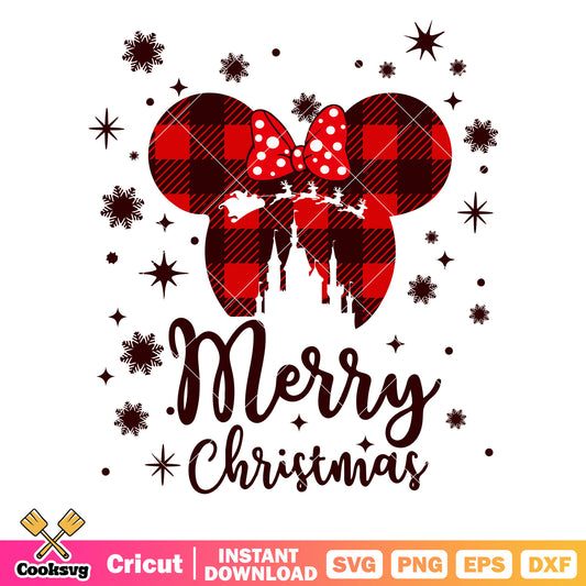 Minnie head red merry christmas svg