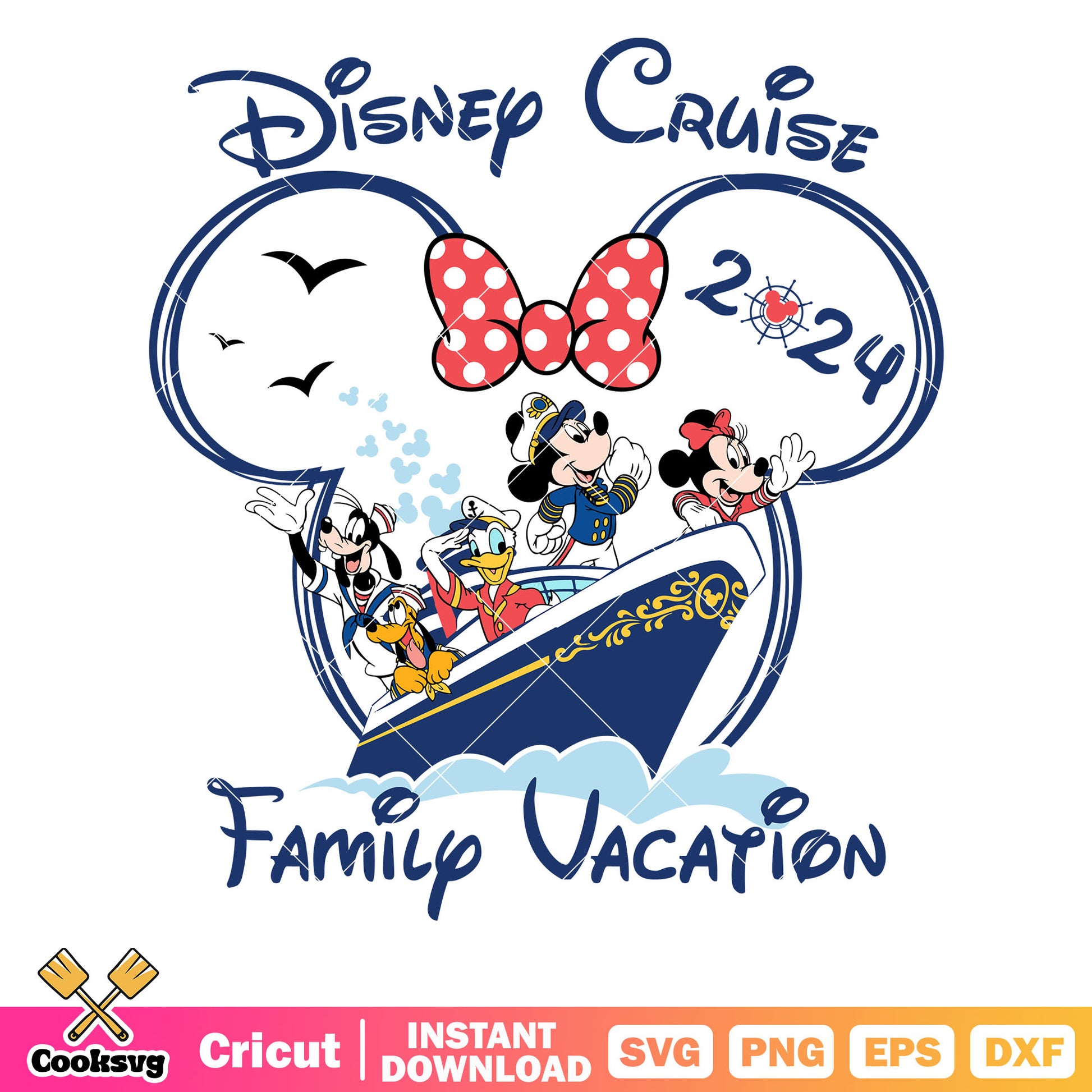 Minnie head ship disney cruise 2024 svg, disney cruise svg