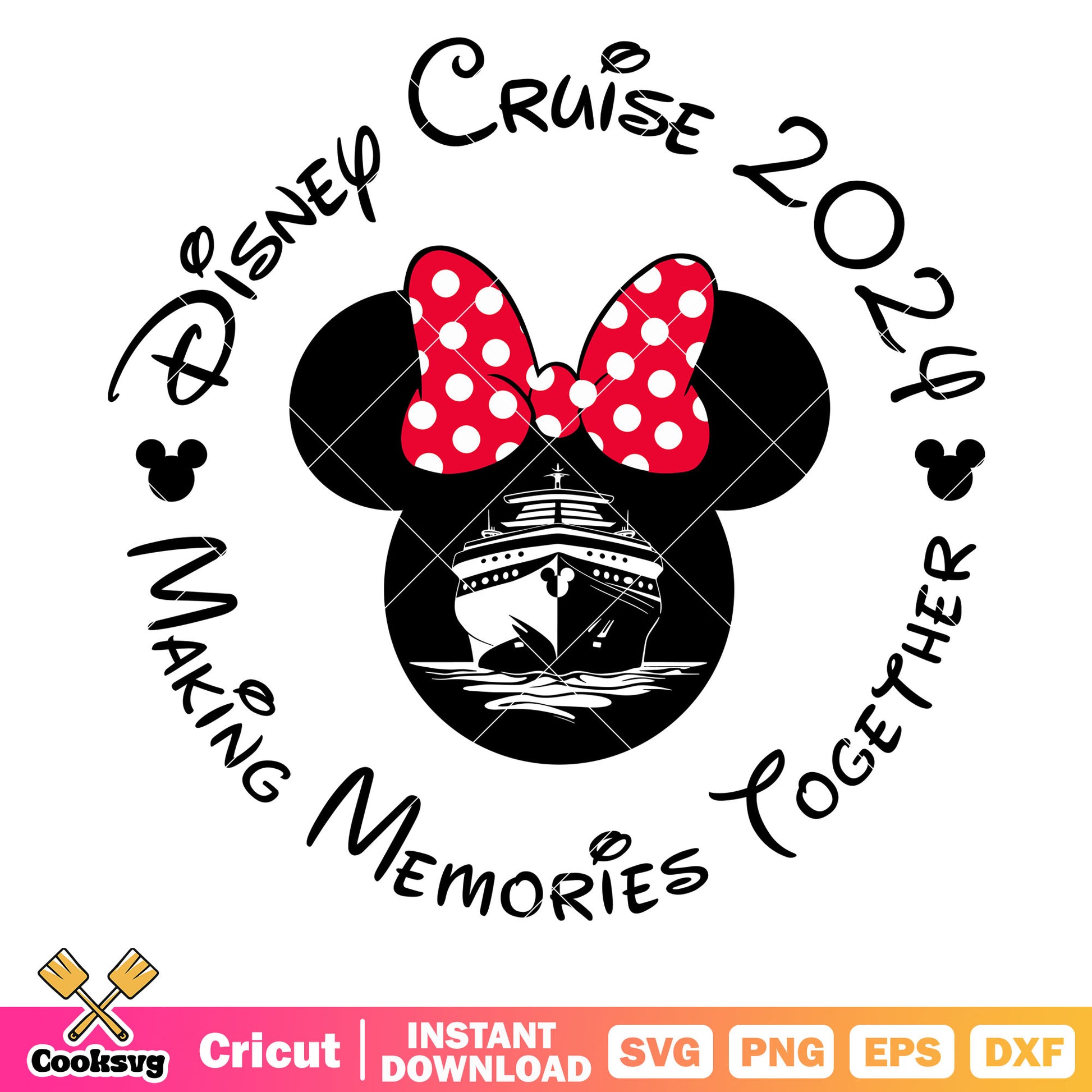 Minnie head ship disney cruise 2024 svg file, disney family cruises​ svg